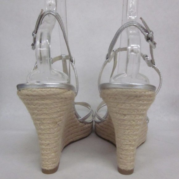 Michael Kors Kami T Strap Silver Wedge Sandal - SIZE 9 | eBay Michael Kors Kami T Strap Open Toe Leather Wedge Sandal in Silver size 8